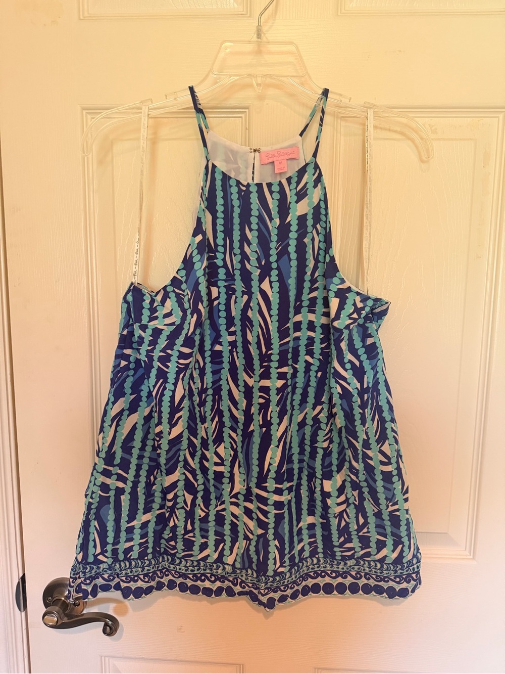 Lilly Pulitzer Navy and Aqua Printed Halter Top